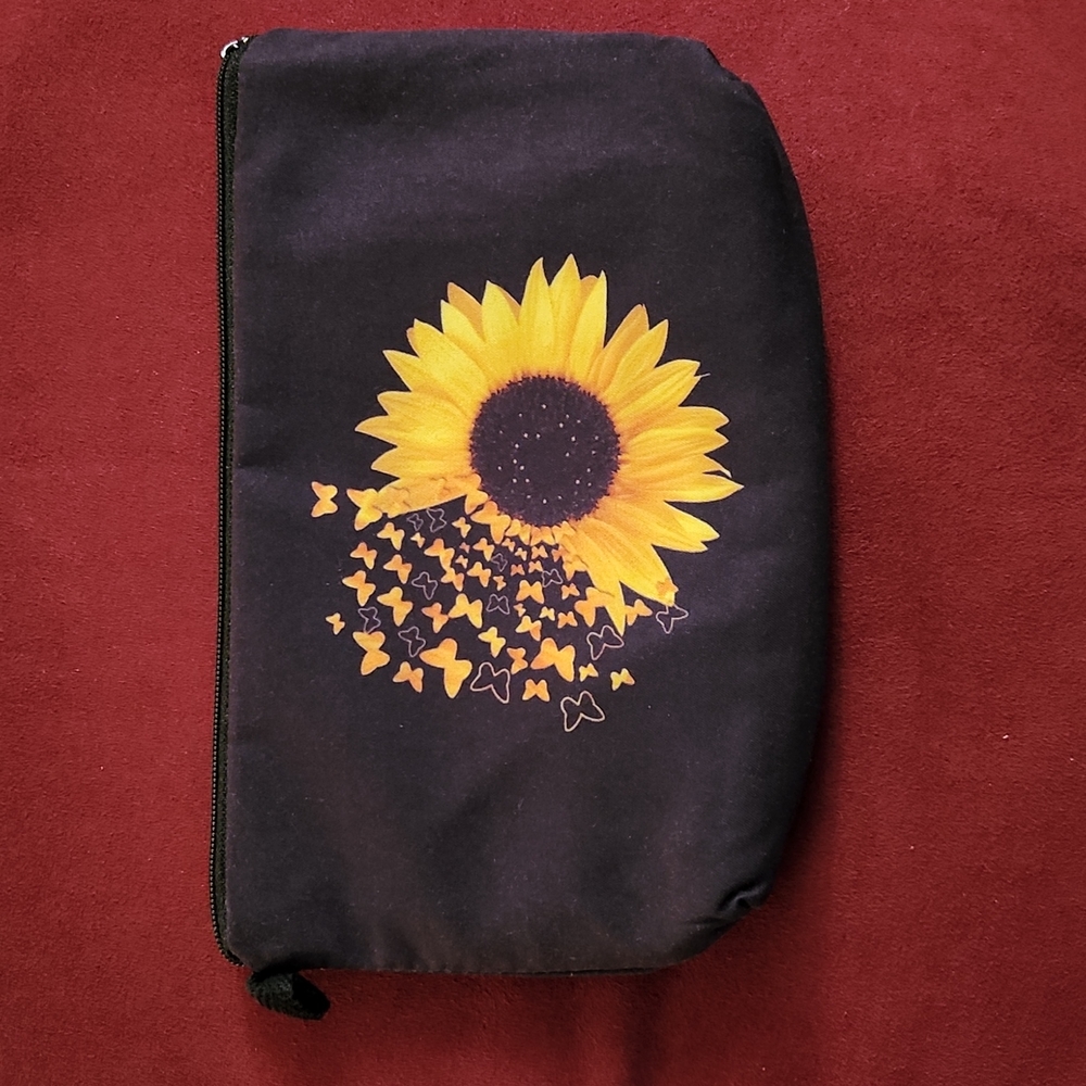 NEW- Cosmetic Bag - Sunflower and Butterflies